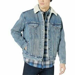 LEVI'S Men’s Premium Sherpa lined Denim jean Trucker Jacket BIG E size s…